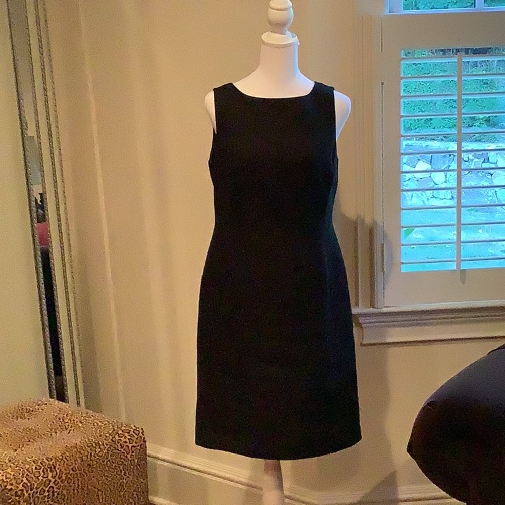 Talbots Petites  Black,linen,lined dress size 6P